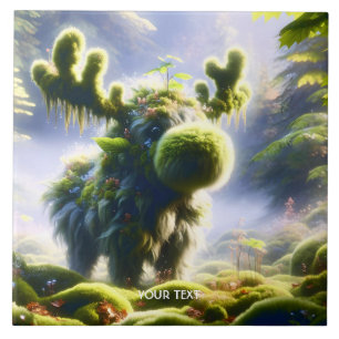 Fantasy Cute Moss Moose Forest Kakelplatta