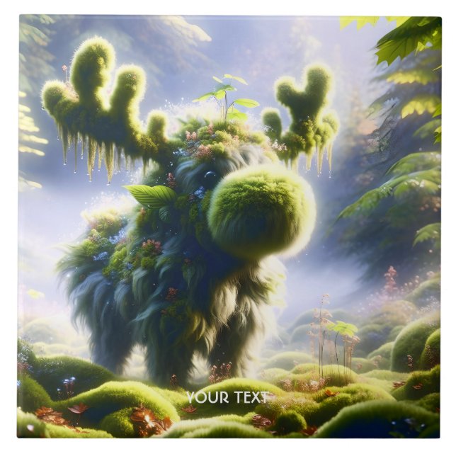 Fantasy Cute Moss Moose Forest Kakelplatta (Framsidan)