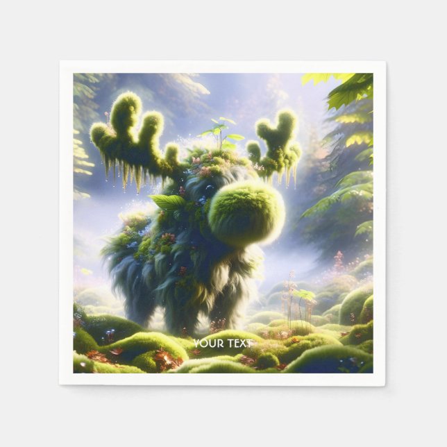 Fantasy Cute Moss Moose Forest Pappersservett (Framsidan)