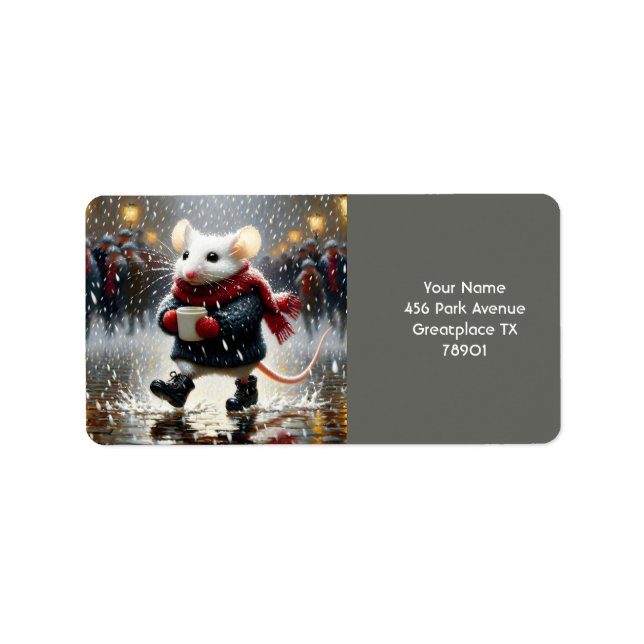 Fantasy Cute Mouse Coffee Jackar Adressetikett (Framsidan)