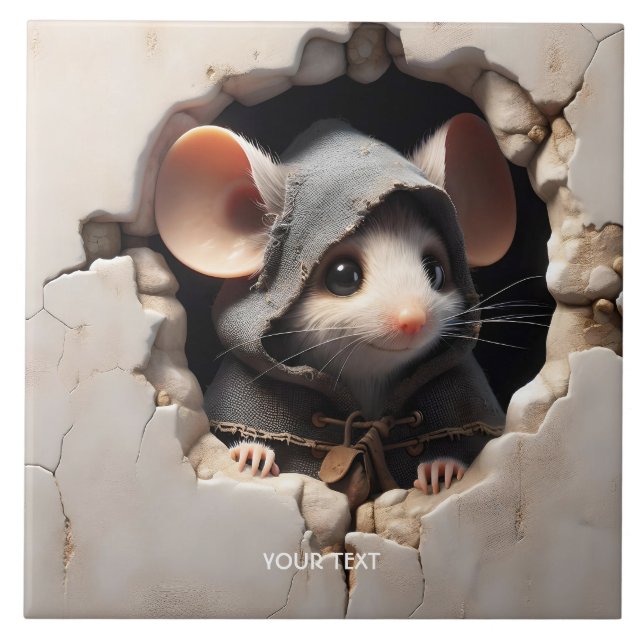 Fantasy Cute Mouse Cracking Wall Kakelplatta (Framsidan)