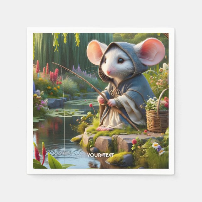 Fantasy Cute Mouse FishFlowers Pappersservett (Framsidan)