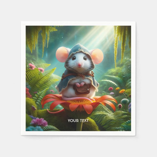 Fantasy Cute Mouse Flower Hat Pappersservett (Framsidan)