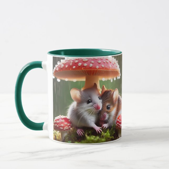 Fantasy Cute Mouse Mushroom Rain Mugg (Vänster)