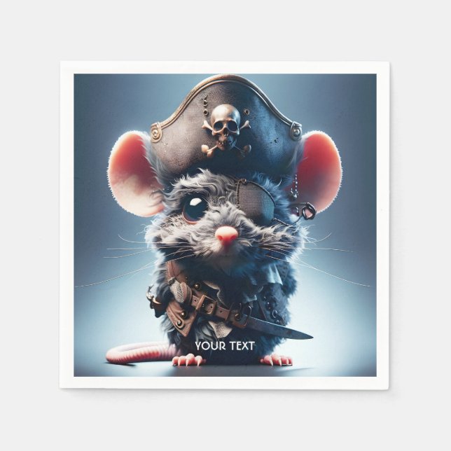 Fantasy Cute Mouse Pirat Hat Pappersservett (Framsidan)