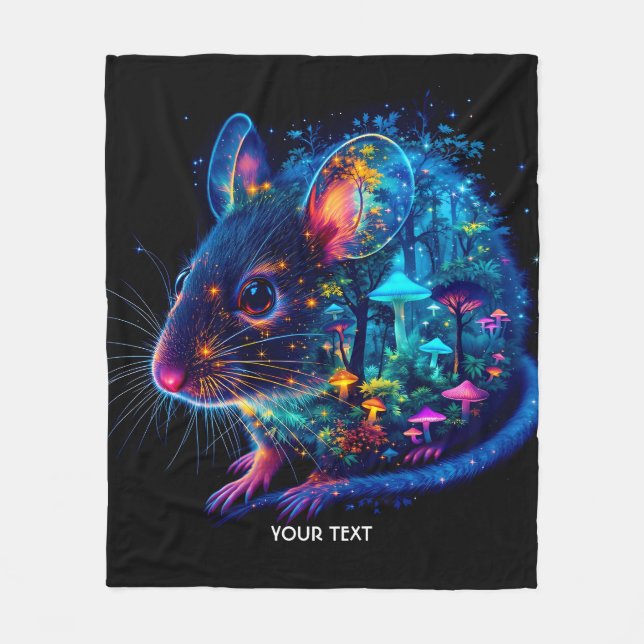 Fantasy Cute Mouse svampar Forest Fleecefilt (Framsidan)