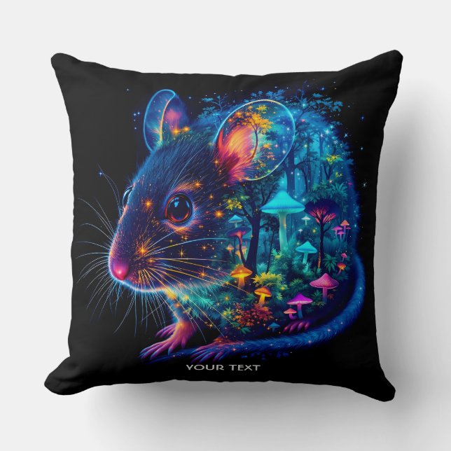 Fantasy Cute Mouse svampar Forest Kudde (Framsida)