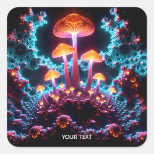 Fantasy Cute Mushroom Ljus Forest Fyrkantigt Klistermärke