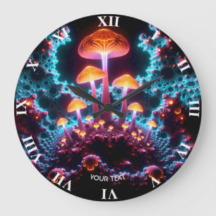 Fantasy Cute Mushroom Ljus Forest Stor Klocka