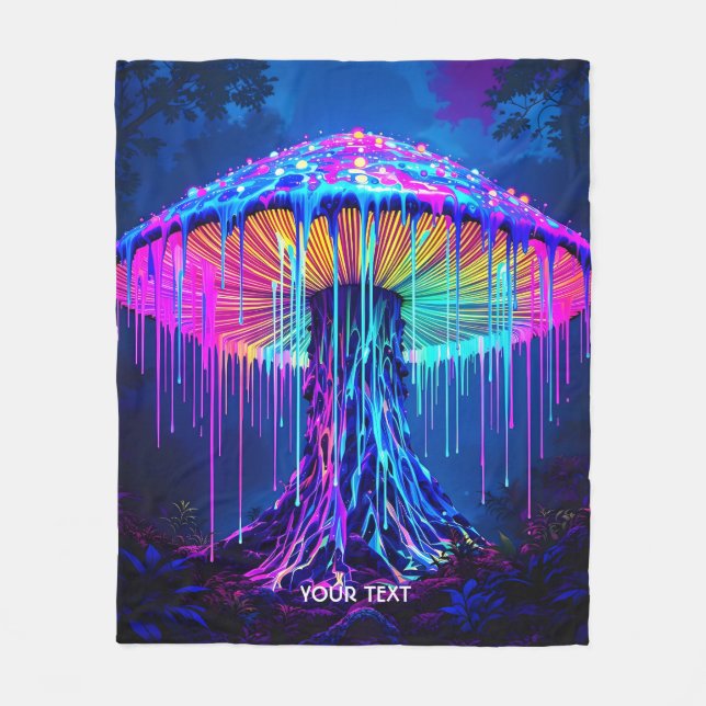 Fantasy Cute Mushroom Surreal Forest Fleecefilt (Framsidan)