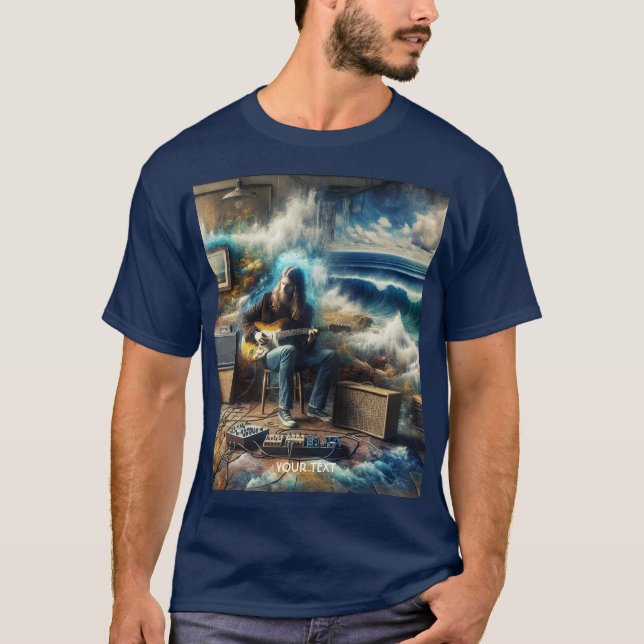 Fantasy Cute Music Guitar Ocean T Shirt (Framsida)