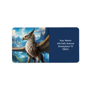 Fantasy Cute Myth Bird Mountains Adressetikett