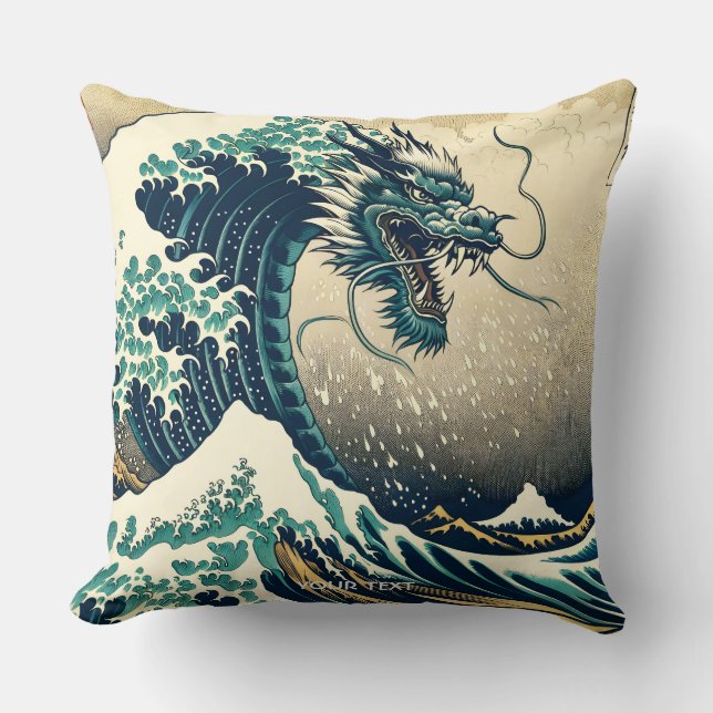 Fantasy Cute Mythical Japansk Dragon Kudde (Framsida)