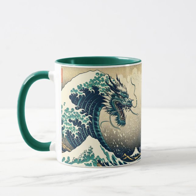 Fantasy Cute Mythical Japansk Dragon Mugg (Vänster)