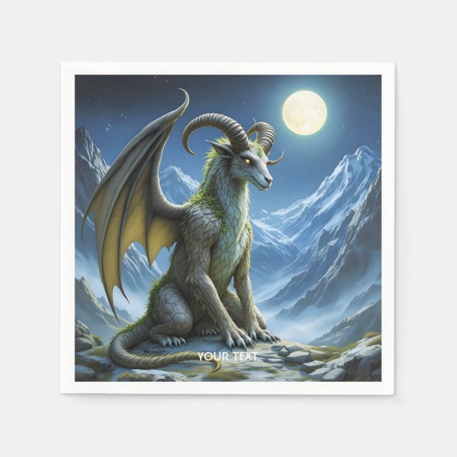 Fantasy Cute Mythical Ram Dragon Pappersservett (Framsidan)