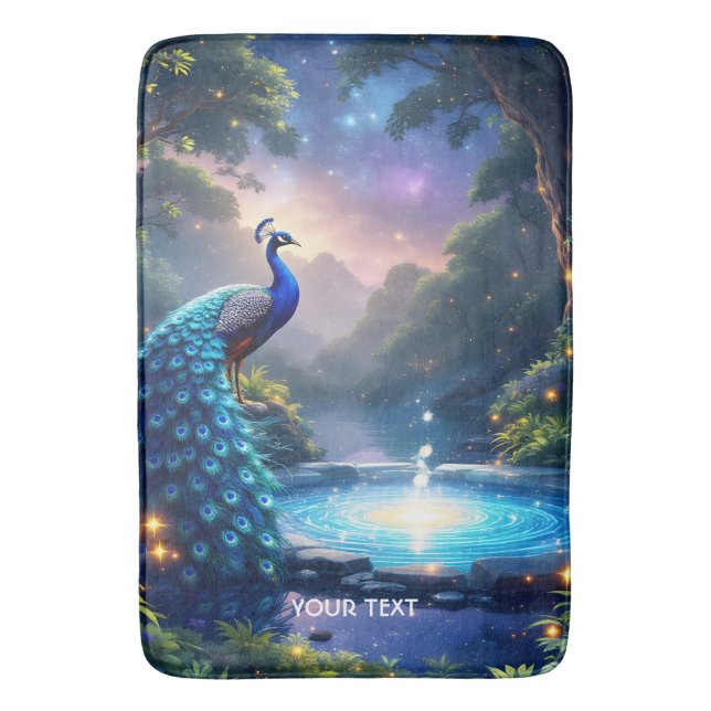 Fantasy Cute Night Puddle Peacock Badrumsmatta (Framsidan (Vertikal))