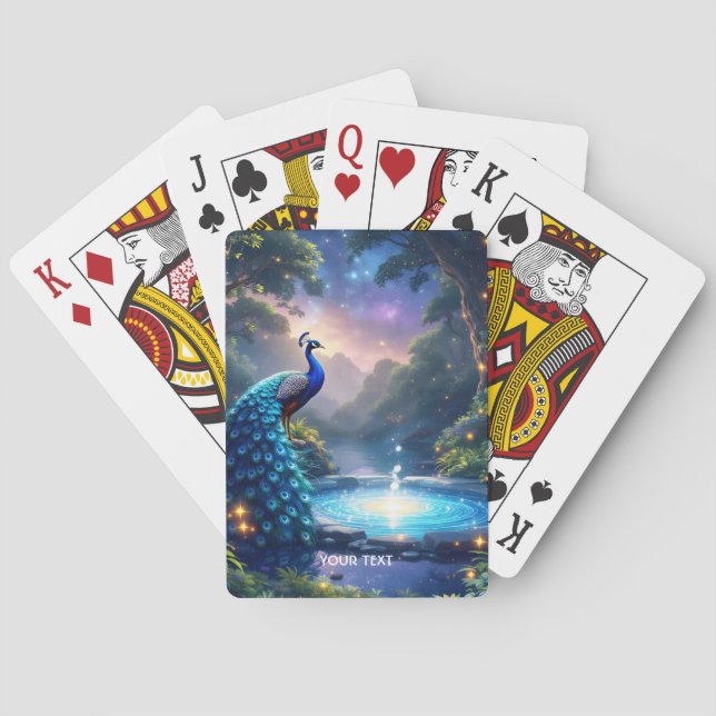 Fantasy Cute Night Puddle Peacock Casinokort (Baksidan)