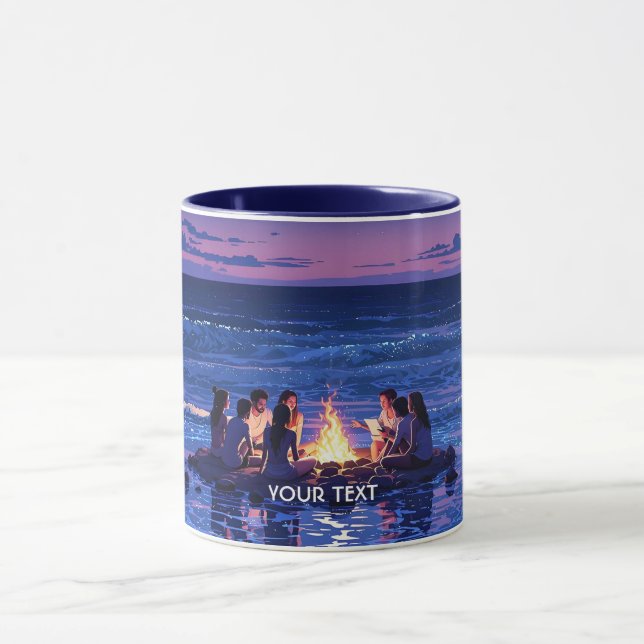 Fantasy Cute Night Sea Bonfire Mugg (Center)