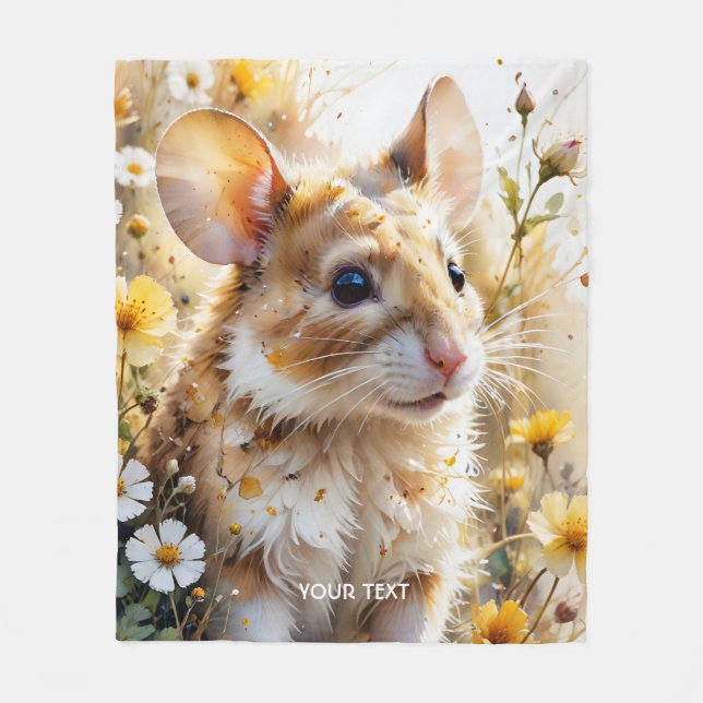 Fantasy Cute Nyfiken Mouse Garden Fleecefilt (Framsidan)