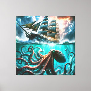Fantasy Cute Octopus Sailing Frakt Canvastryck