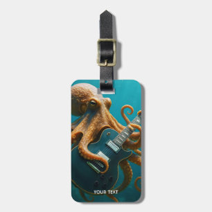 Fantasy Cute Octopus Spelar Guitar Bagagebricka