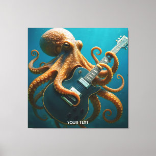 Fantasy Cute Octopus Spelar Guitar Canvastryck