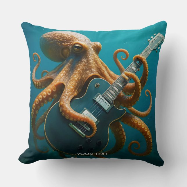 Fantasy Cute Octopus Spelar Guitar Kudde (Framsida)