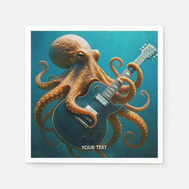 Fantasy Cute Octopus Spelar Guitar Pappersservett (Framsidan)