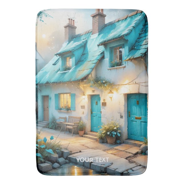 Fantasy Cute Old Blue House Badrumsmatta (Framsidan (Vertikal))