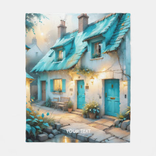 Fantasy Cute Old Blue House Fleecefilt
