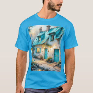 Fantasy Cute Old Blue House T Shirt