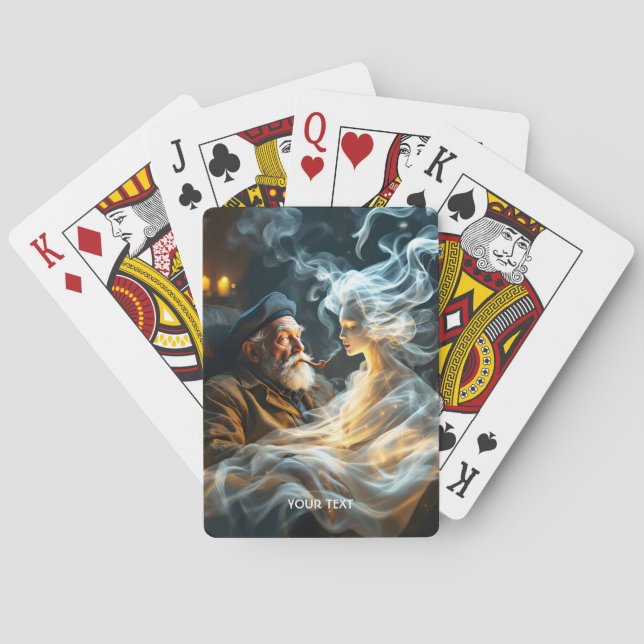 Fantasy Cute Old Man Smoke Casinokort (Baksidan)