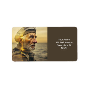 Fantasy Cute Old Sailor Sea Adressetikett
