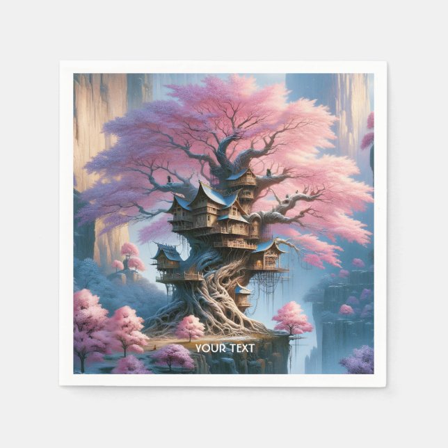 Fantasy Cute Old Sakura Träd Pappersservett (Framsidan)