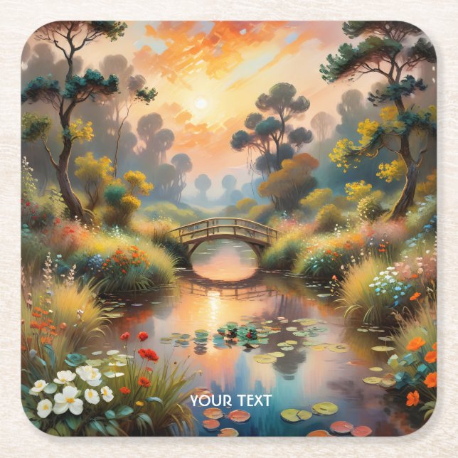 Fantasy Cute Old Vibrant Bridge Underlägg Papper Kvadrat (Framsidan)