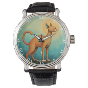 Fantasy Cute Orange Abstrakt Cat Armbandsur