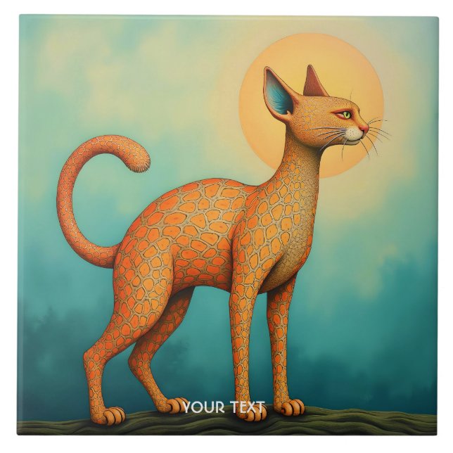 Fantasy Cute Orange Abstrakt Cat Kakelplatta (Framsidan)