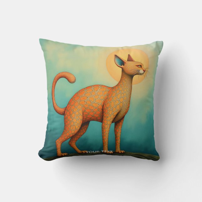 Fantasy Cute Orange Abstrakt Cat Kudde (Framsida)