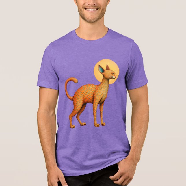 Fantasy Cute Orange Abstrakt Cat T Shirt (Framsida)