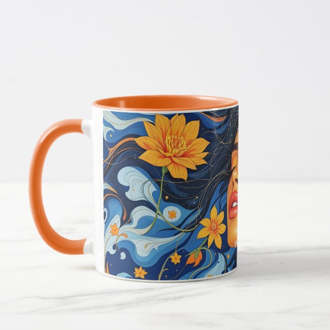 Fantasy Cute Orange Blue Girl Mugg (Vänster)