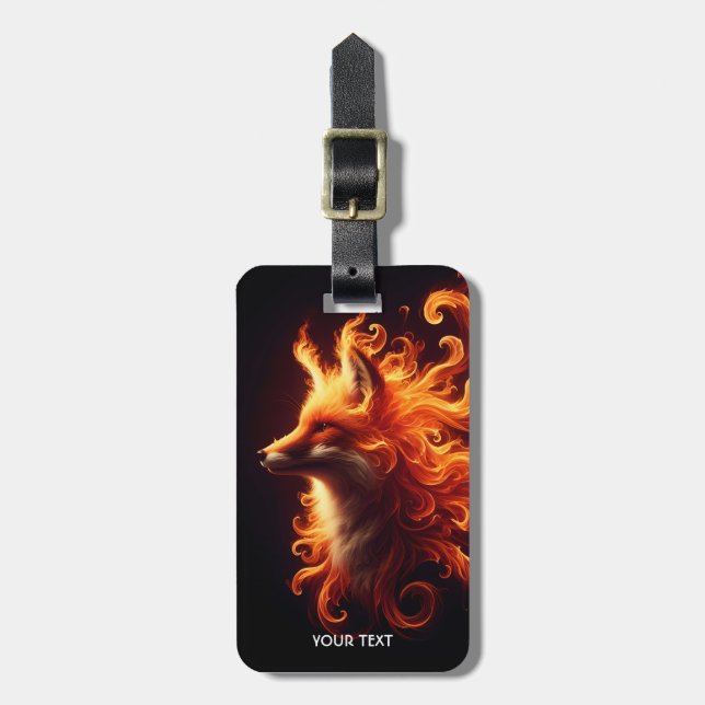 Fantasy Cute Orange Fox Fire Bagagebricka (Vertikal Framsida)