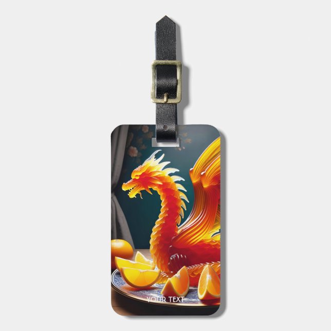 Fantasy Cute Orange Jelly Dragon Bagagebricka (Vertikal Framsida)