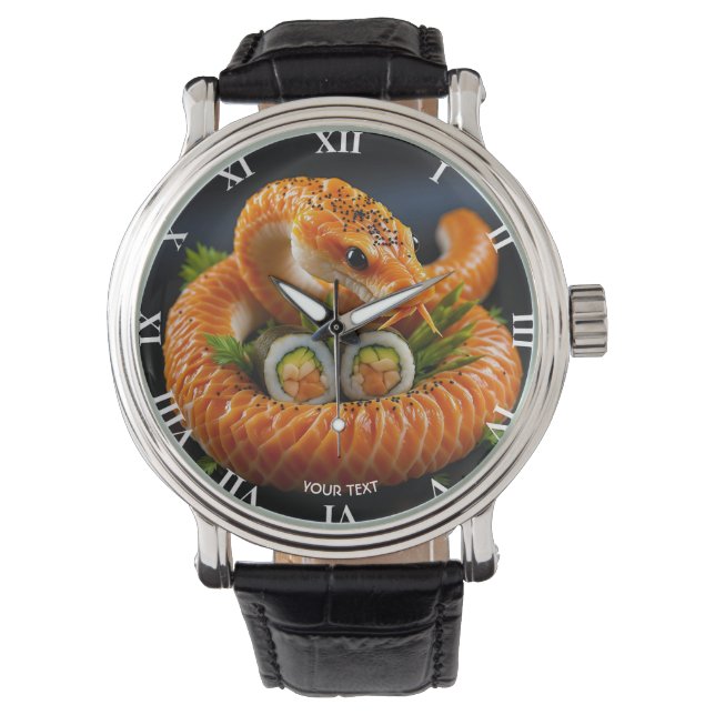 Fantasy Cute Orange Snake Sushi Armbandsur (Framsida)