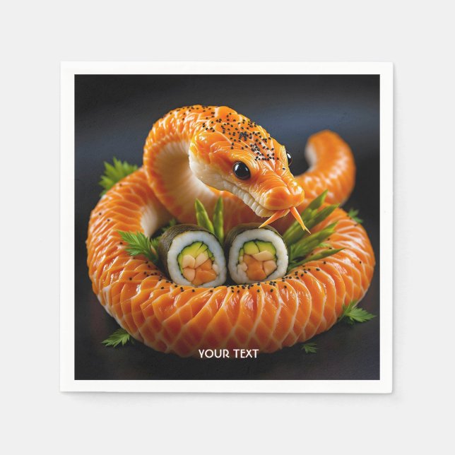 Fantasy Cute Orange Snake Sushi Pappersservett (Framsidan)