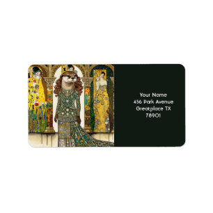 Fantasy Cute Otter Art Deco Adressetikett