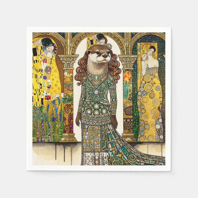 Fantasy Cute Otter Art Deco Pappersservett (Framsidan)