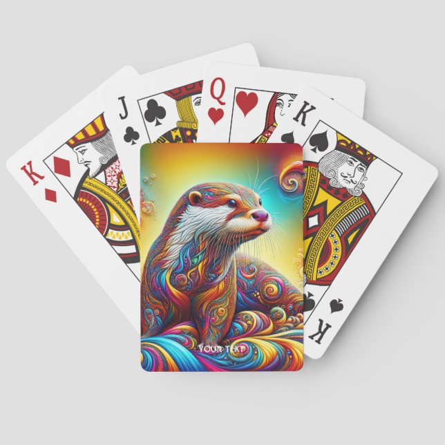 Fantasy Cute Otter Färg Dance Casinokort (Baksidan)