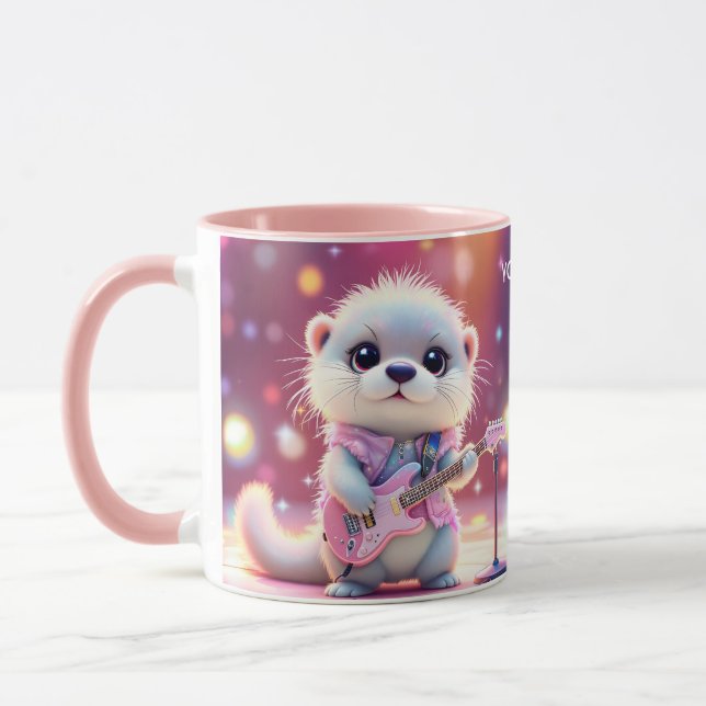 Fantasy Cute Otter Pop Star Mugg (Vänster)