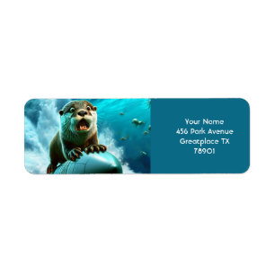 Fantasy Cute Otter Torpedo Sea Returadress Etikett