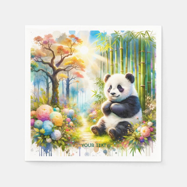 Fantasy Cute Panda Bamboo Forest Pappersservett (Framsidan)